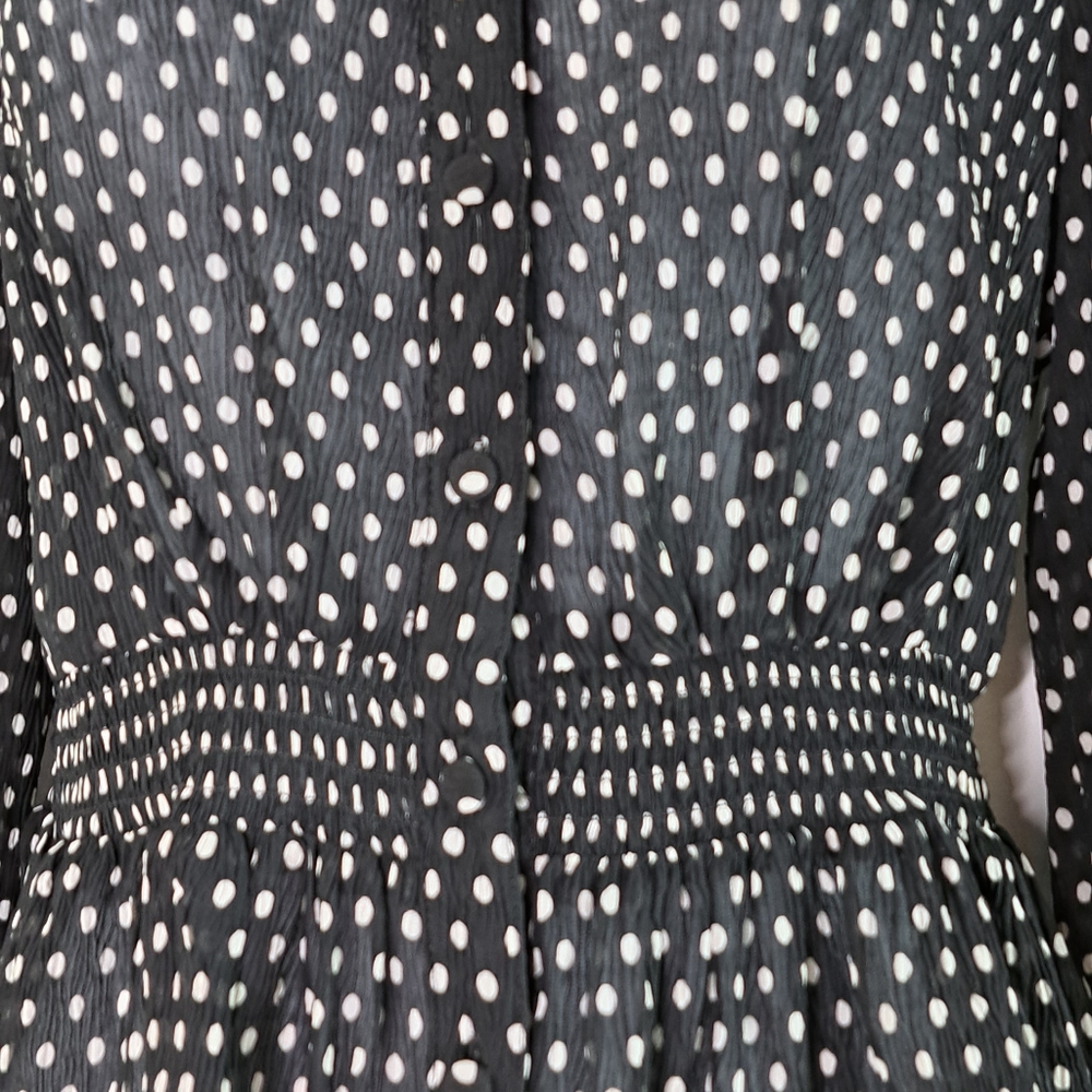 L'Academie Black & White Polka Dot Long-Sleeve Blouse - Picture 5 of 14